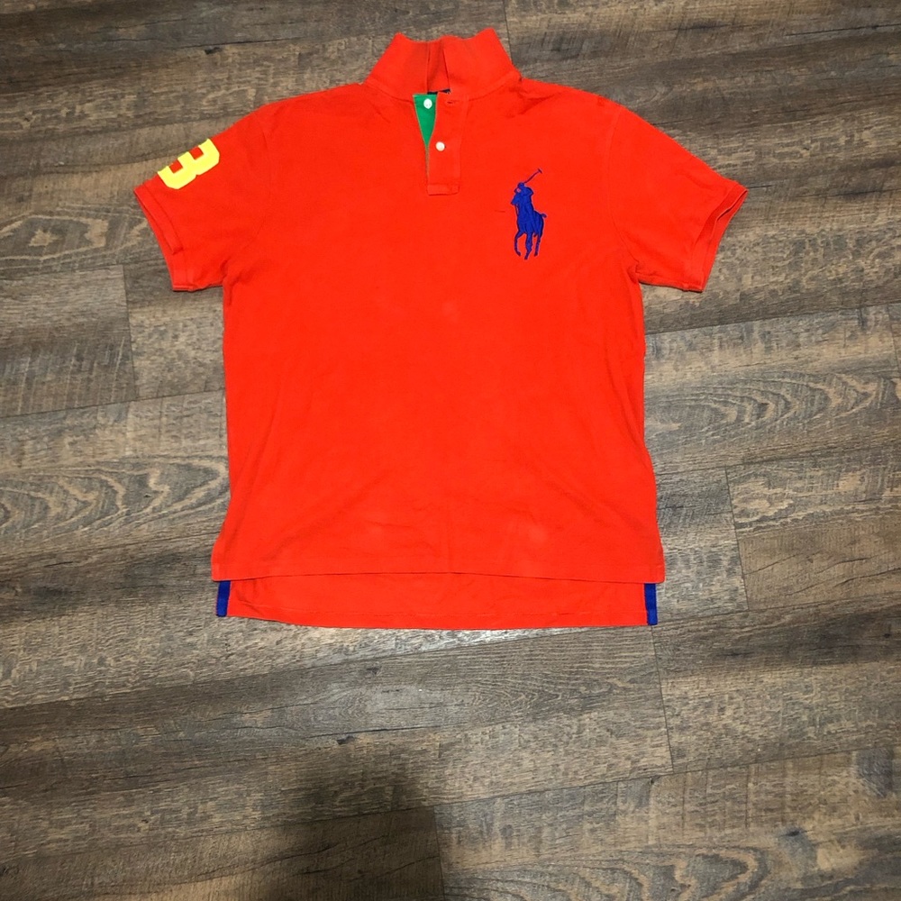 Orange collared polo shirt